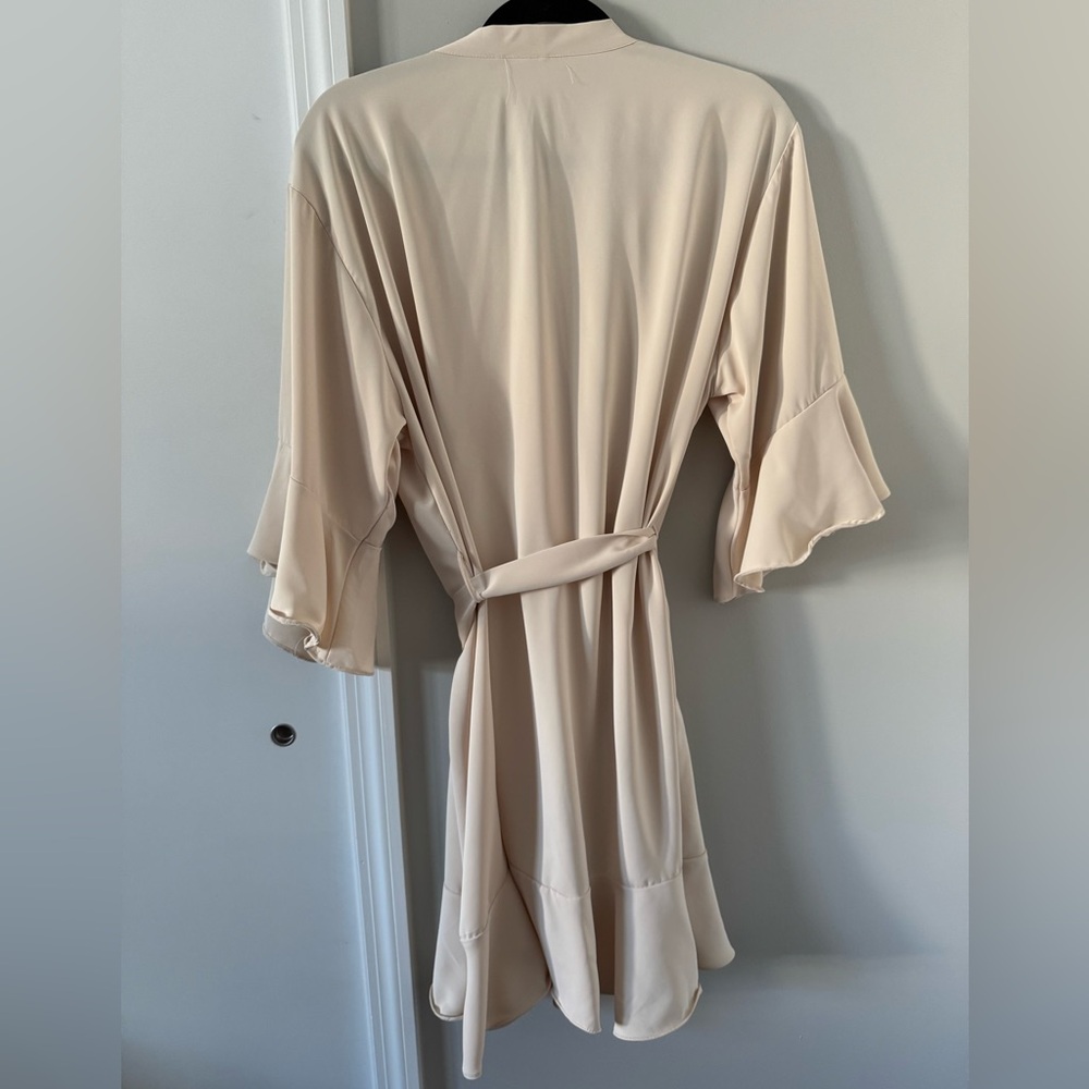 Cream Colored Robe with Ruffle Sleeves and Ruffle Hem - Picture 6 of 6